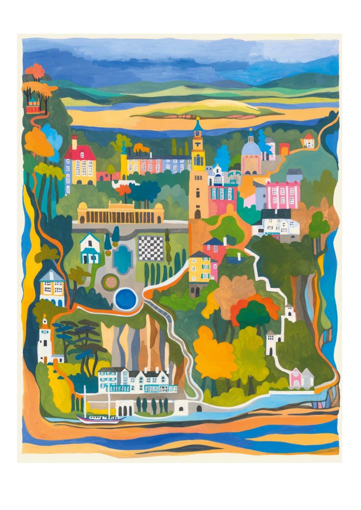Painting of Portmeirion village