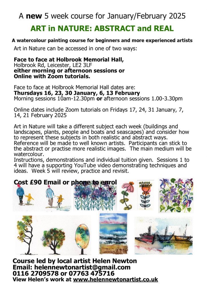 Link to Flier for Art in Nature Course in January 2025. Click to download the PDF.